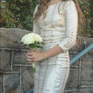 B Darlin white/gold sequin cocktail dress